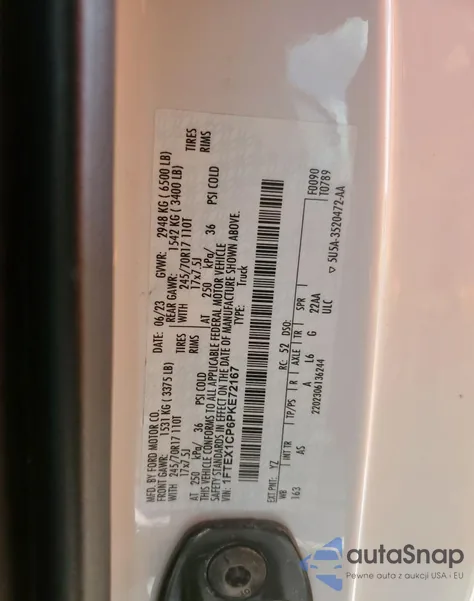 2023 Ford F150 Super Cab from USA, damaged, VIN 1FTEX1CP6PKE72167